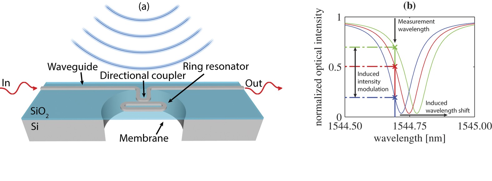 A sensitive optical micro-machined ultrasound sensor (OMUS) based on a  silicon photonic ring resonator on an acoustical membrane | Scientific  Reports