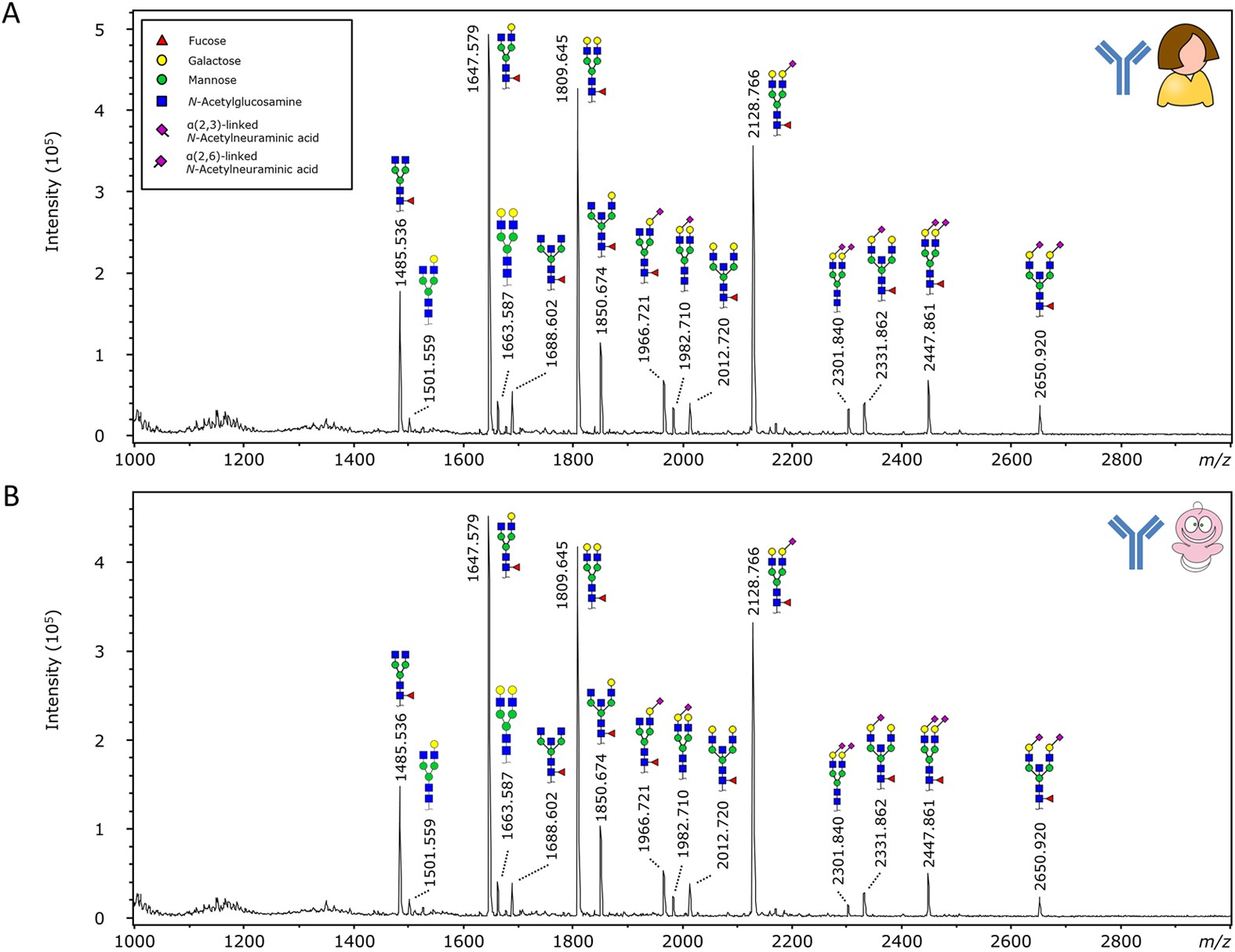 Maldi Tof Ms Reveals Differential N Linked Plasma And Igg Glycosylation Profiles Between Mothers And Their Newborns Scientific Reports