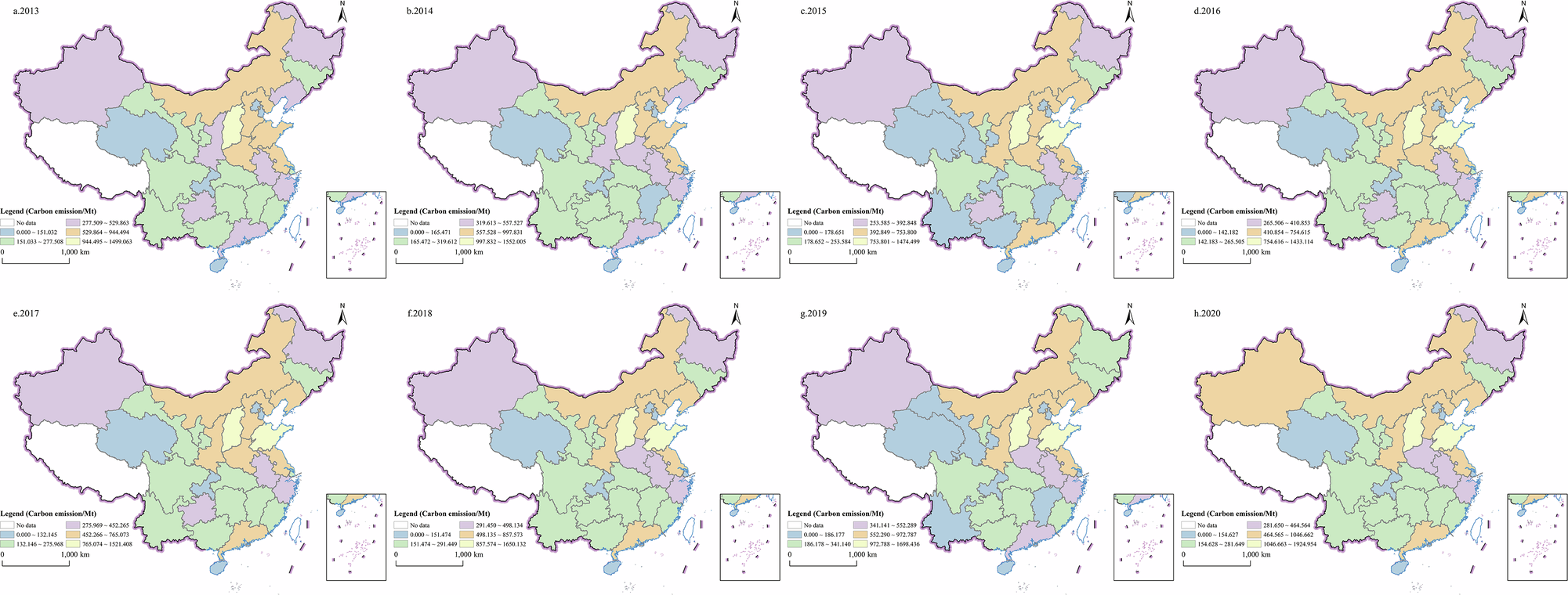 Fig. 7: Spatial distribution of CE in China.