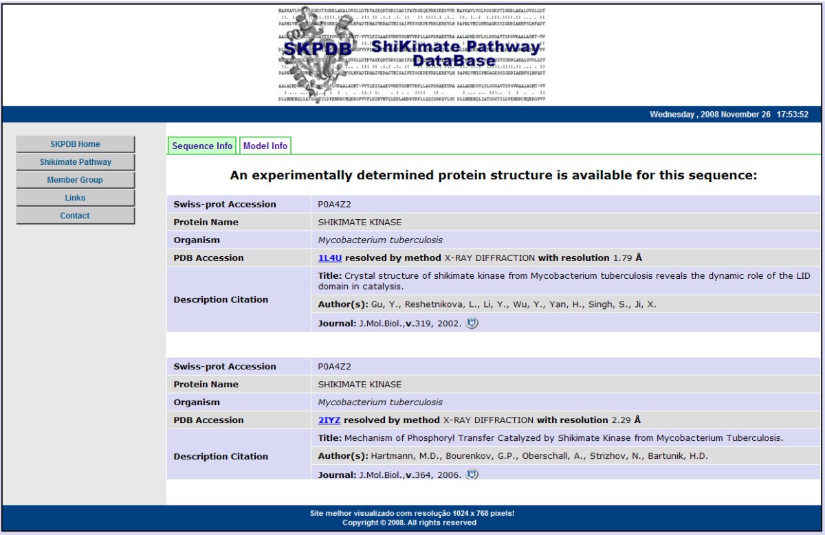 Skpdb A Structural Database Of Shikimate Pathway Enzymes Bmc Bioinformatics Full Text