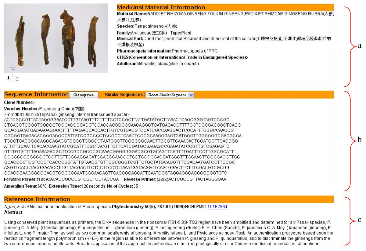 an integrated web medicinal materials dna database mmdbd medicinal
