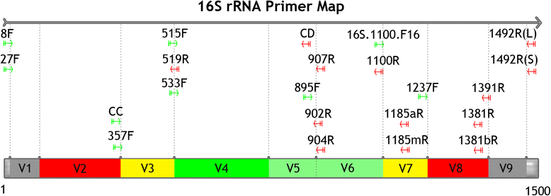 16S Variable Regions Map Sensitivity and correlation of hypervariable regions in 16S rRNA 