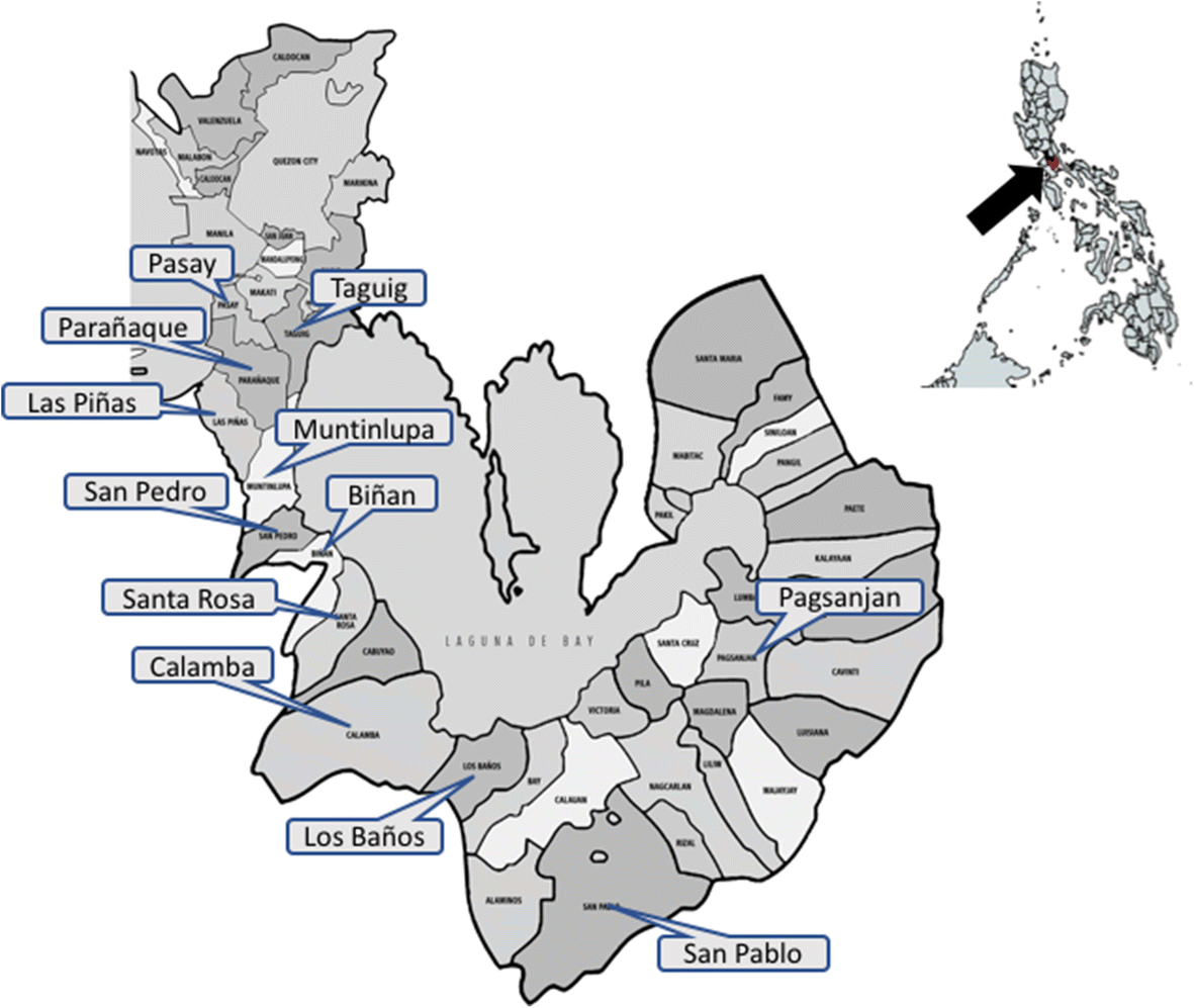 Laguna Map From Manila Molecular Detection Of Tick-Borne Pathogens In Canine Population And  Rhipicephalus Sanguineus (Sensu Lato) Ticks From Southern Metro Manila And  Laguna, Philippines | Parasites & Vectors | Full Text