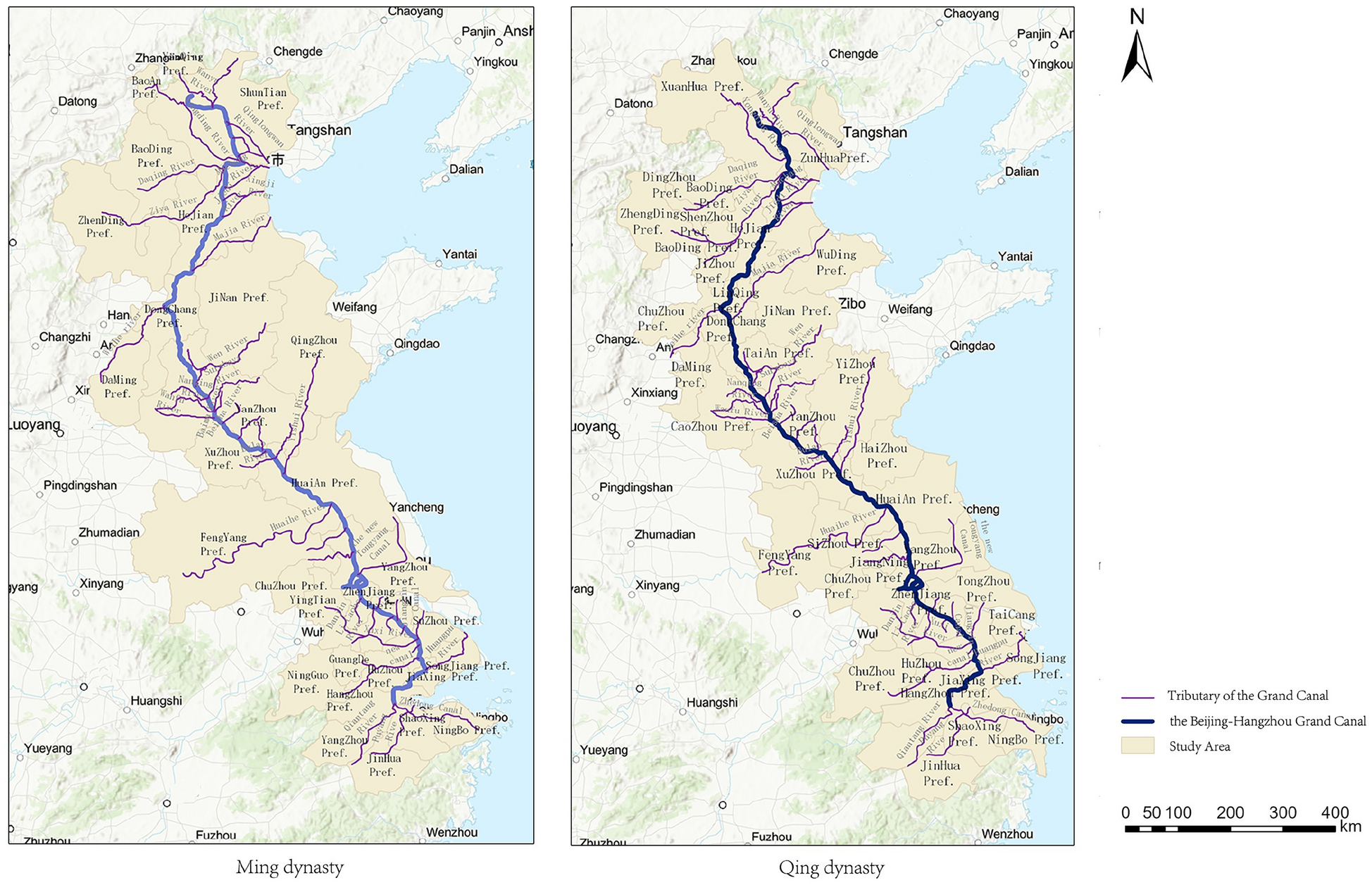 Spatio-temporal evolution of water engineering facilities and social  influences on the Grand Canal during the Ming and Qing dynasties | npj  Heritage Science, image size:1948x1257