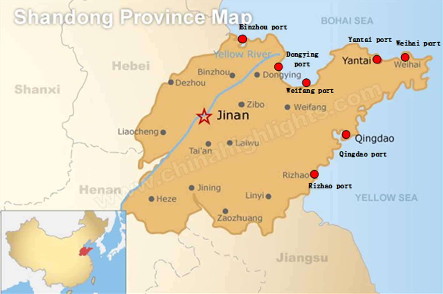 Карта китая провинция шаньдун