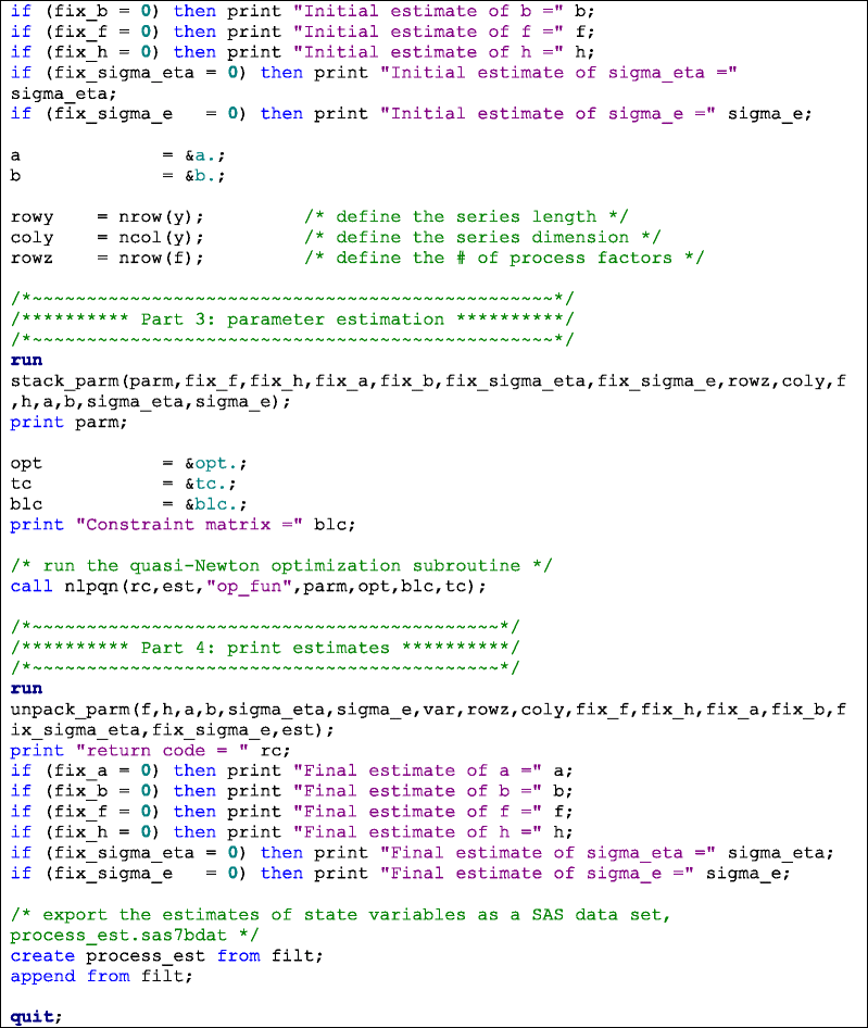 Table 1 A Sas Iml Program Using The Kalman Filter For Estimating State Space Models Springerlink