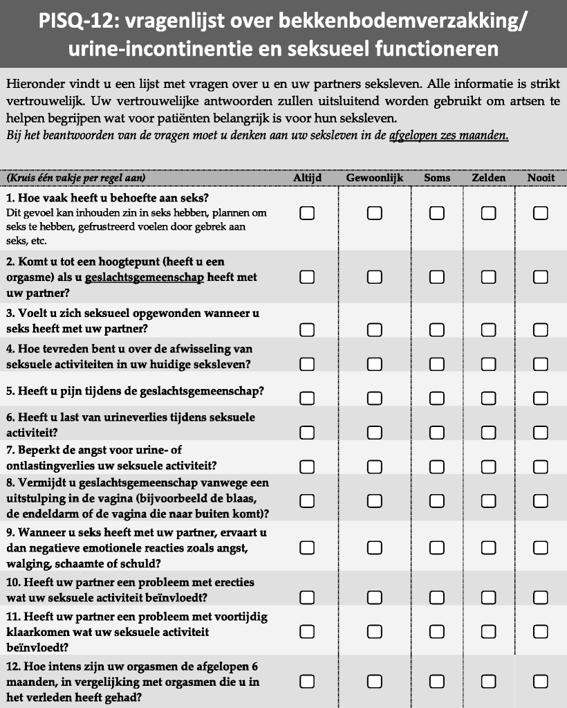 The Pelvic Organ Prolapse/Urinary Incontinence Sexual Questionnaire
