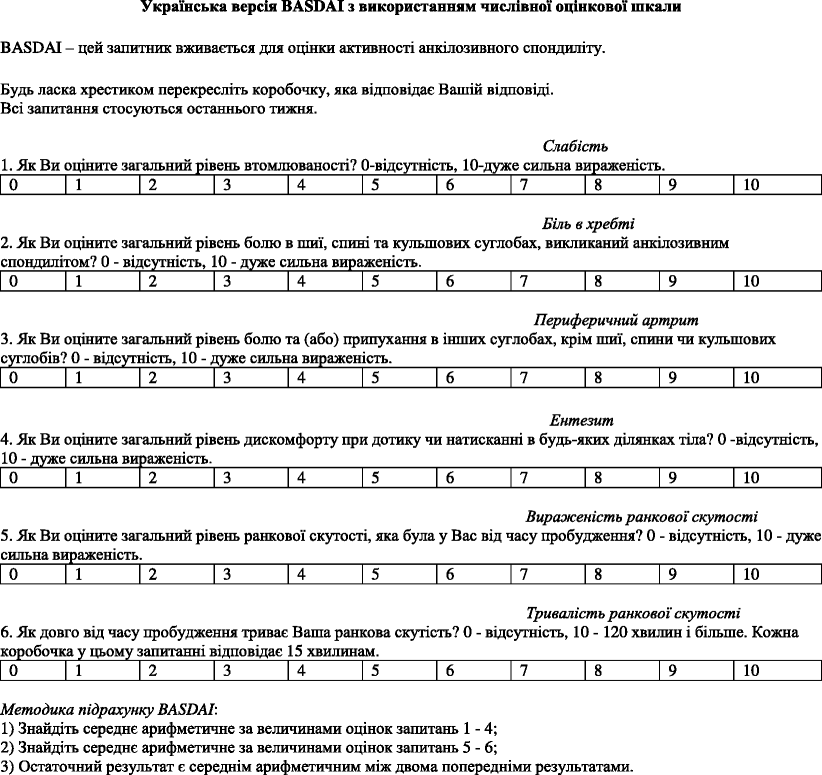 Translation and validation of the Bath Ankylosing Spondylitis Disease