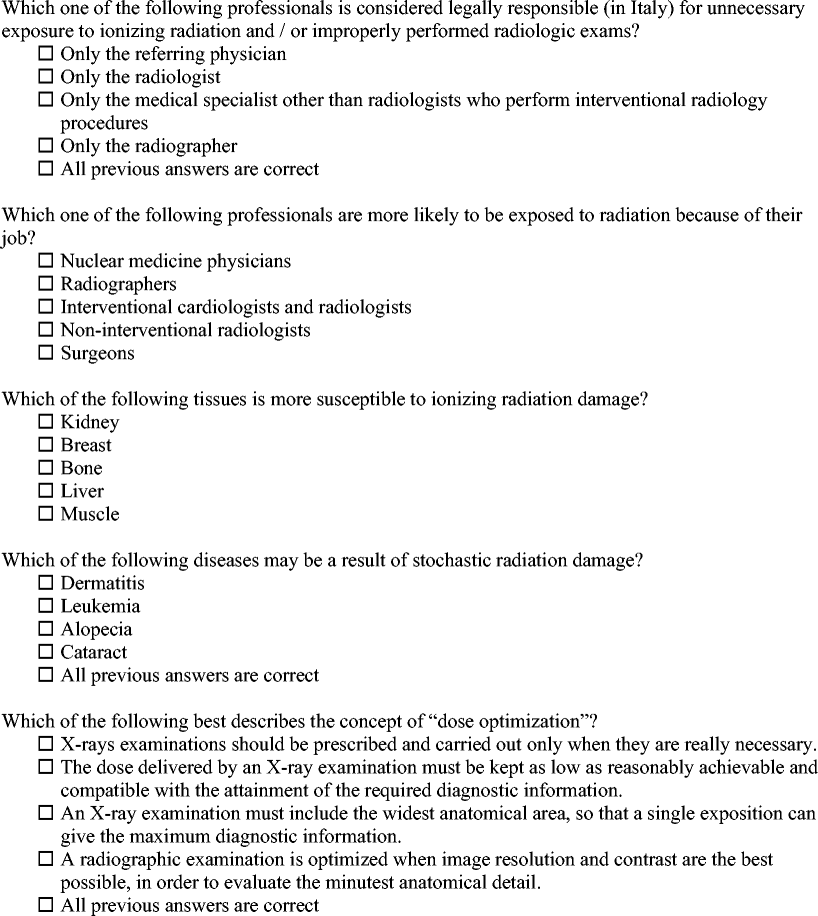 Assessment of radiation protection awareness and knowledge about radiological examination doses