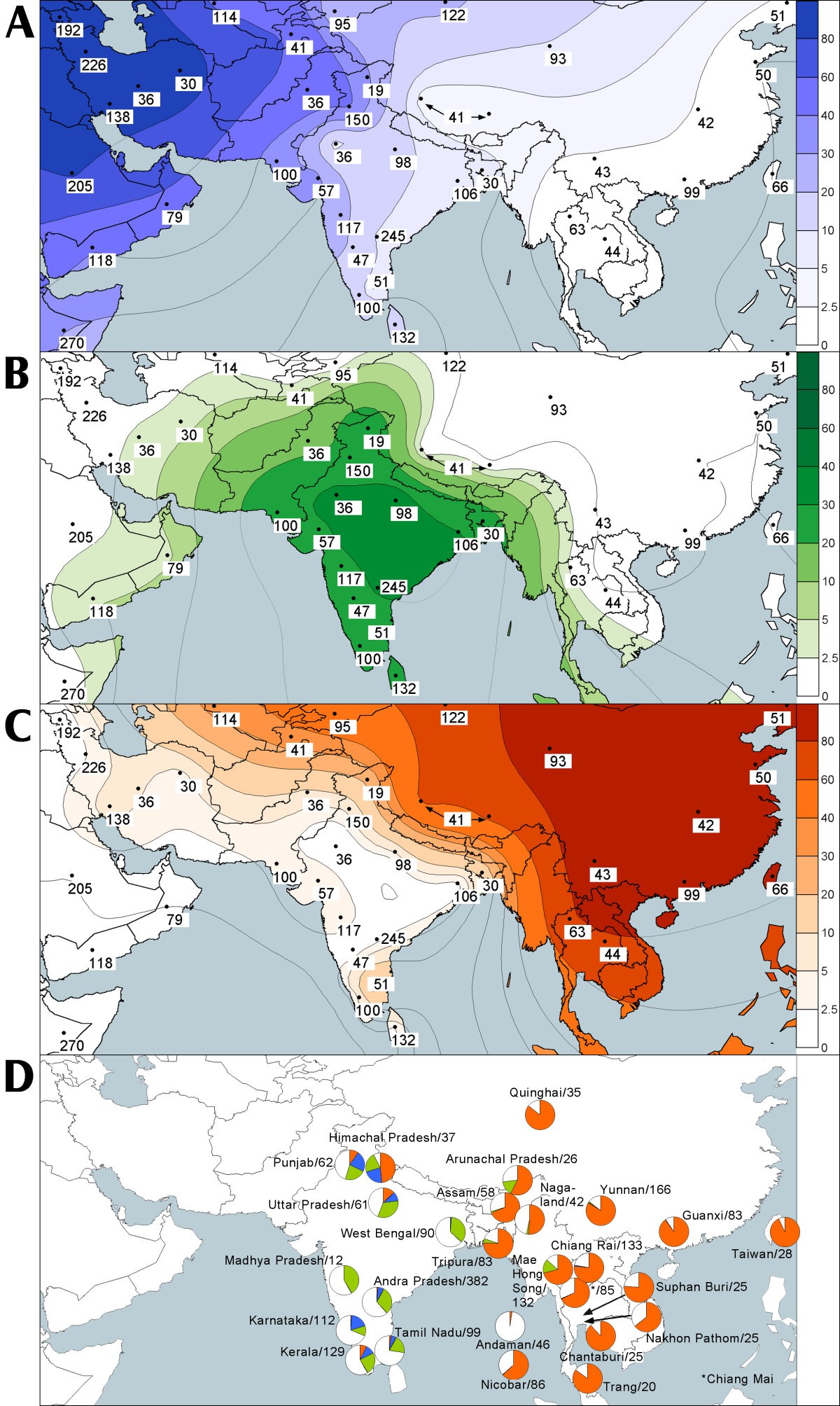 Most of the extant mtDNA boundaries in South and Southwest 