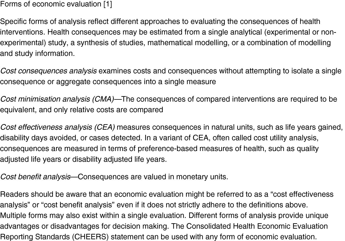 Consolidated Health Economic Evaluation Reporting Standards (CHEERS