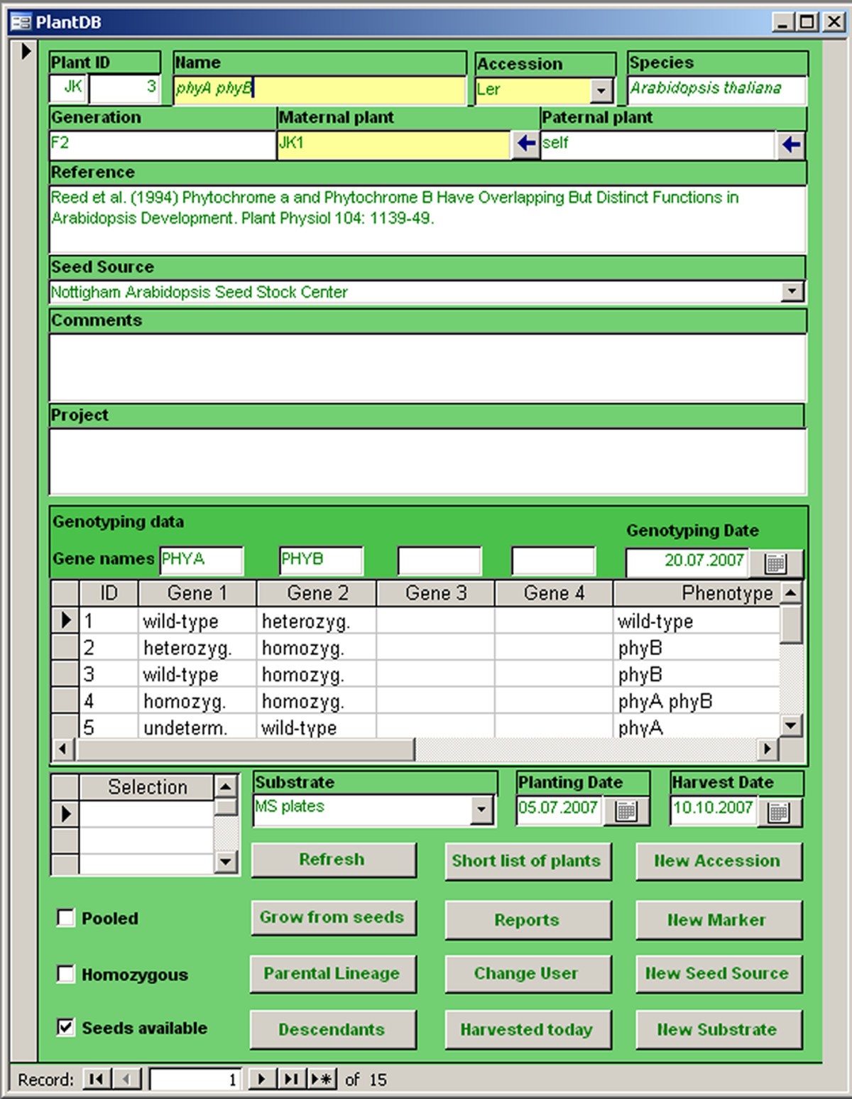 PlantDB a versatile database for managing plant research Plant