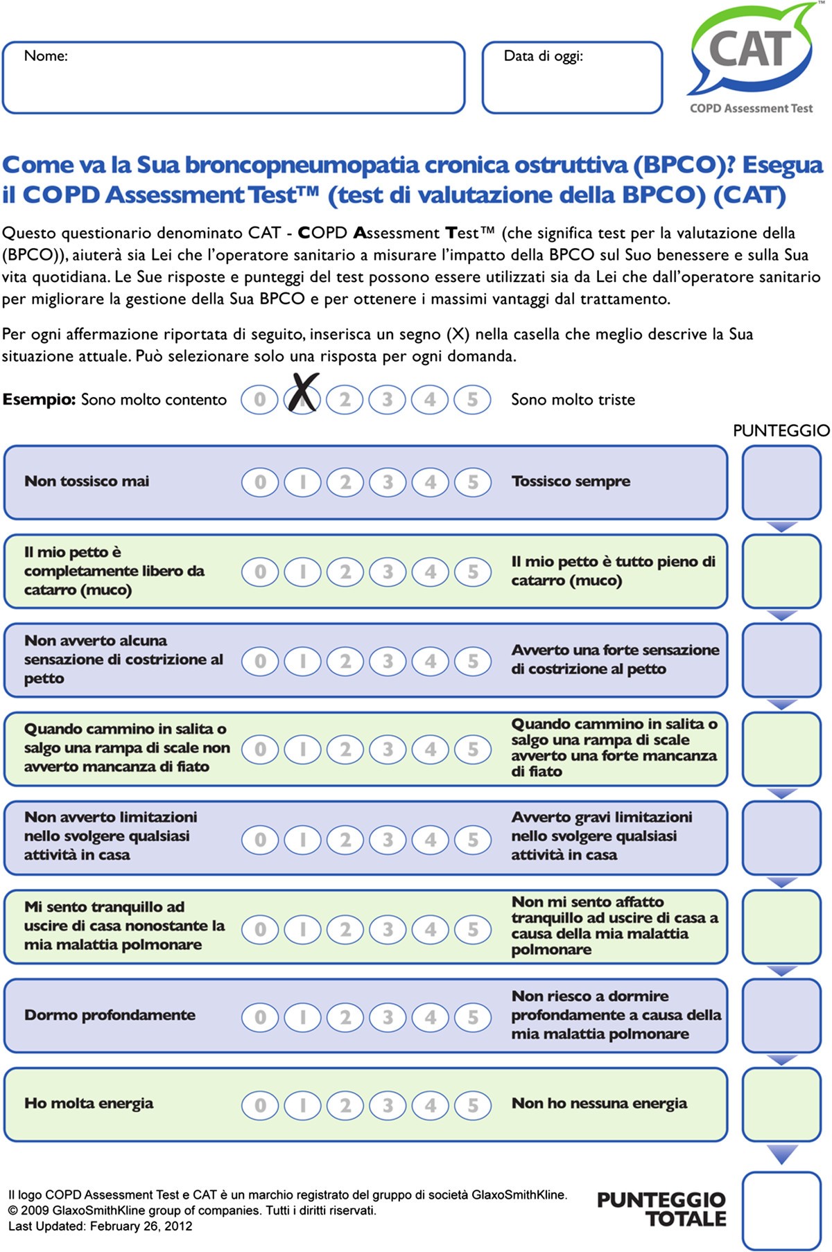 Sensitivity of the COPD assessment test (CAT questionnaire 