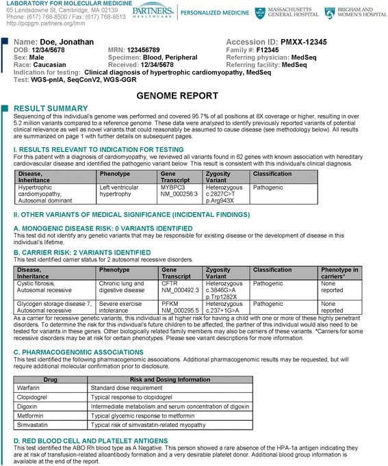 A systematic approach to the reporting of medically relevant findings