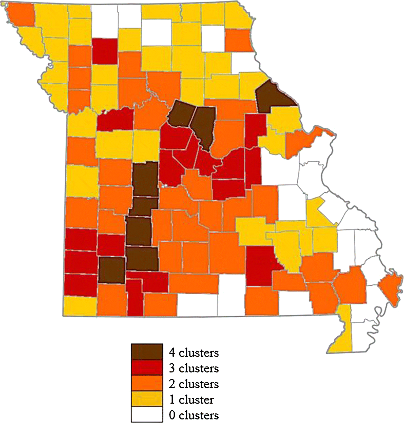 Cluster analysis of hemorrhagic disease in Missouri’s whitetailed deer