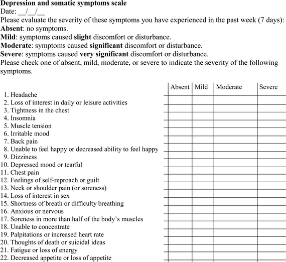 Symptom Severity scale (SSS) and Extent of Somatic Symptoms (ESS