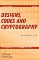 Designs, Codes and Cryptography 6/2025
