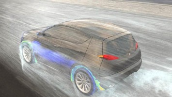Simulation eines Fahrzeugs im Regen
