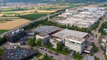 Der Hauptsitz von Trumpf in Ditzingen: ein großer Industriepark aus Vogelperspektive