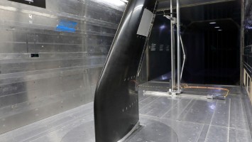Sickle wing in a wind tunnel