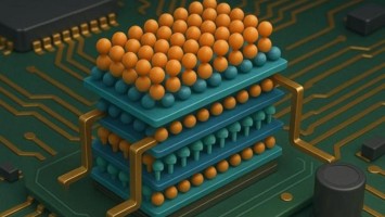 Schematic representation of CrPS₄ magnets in a main circuit board for future electronic devices.
