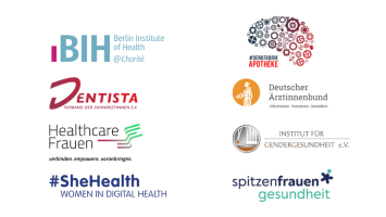 Logos der Beteiligten am Runden Tisch Frauen im Gesundheitswesen