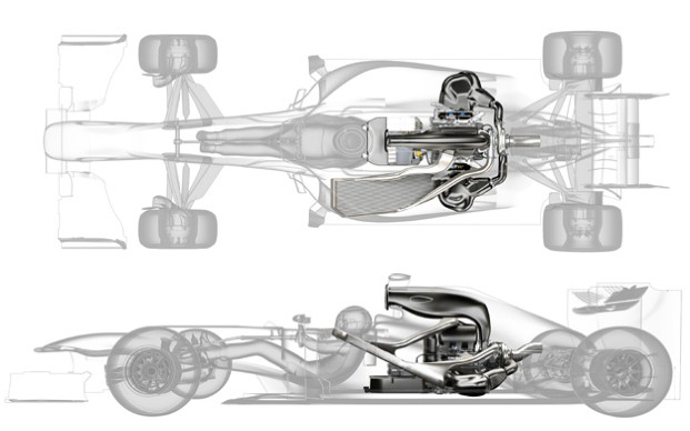 Formel-1-Antriebssystem Energy F1-2014 im Boliden