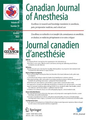 Canadian Journal of Anesthesia/Journal canadien d'anesthésie 10/2022