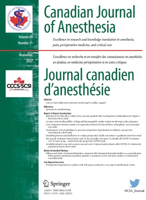 Canadian Journal of Anesthesia/Journal canadien d'anesthésie 11/2022