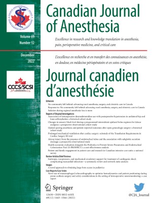 Canadian Journal of Anesthesia/Journal canadien d'anesthésie 12/2022