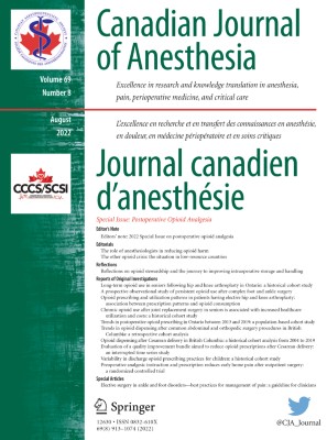 Canadian Journal of Anesthesia/Journal canadien d'anesthésie 8/2022