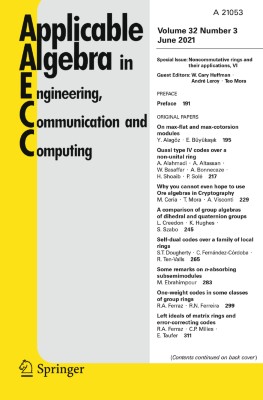 Applicable Algebra in Engineering, Communication and Computing 3/2021