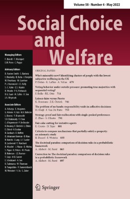 Social Choice and Welfare 4/2022