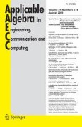 Applicable Algebra in Engineering, Communication and Computing 2-3/2005