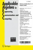 Applicable Algebra in Engineering, Communication and Computing 3-4/2006