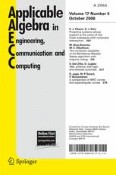 Applicable Algebra in Engineering, Communication and Computing 5/2006