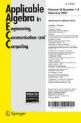 Applicable Algebra in Engineering, Communication and Computing 1-2/2007
