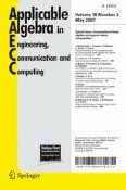 Applicable Algebra in Engineering, Communication and Computing 3/2007