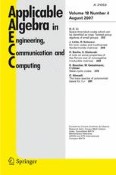 Applicable Algebra in Engineering, Communication and Computing 4/2007