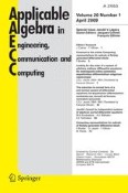Applicable Algebra in Engineering, Communication and Computing 1/2009