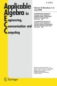 Applicable Algebra in Engineering, Communication and Computing 3-4/2009