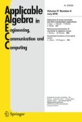 Applicable Algebra in Engineering, Communication and Computing 4/2010