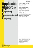 Applicable Algebra in Engineering, Communication and Computing 6/2010
