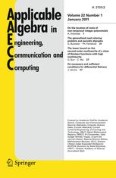 Applicable Algebra in Engineering, Communication and Computing 1/2011