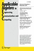 Applicable Algebra in Engineering, Communication and Computing 4/2011