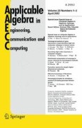 Applicable Algebra in Engineering, Communication and Computing 1-2/2012