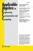 Applicable Algebra in Engineering, Communication and Computing 1/2013