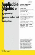Applicable Algebra in Engineering, Communication and Computing 5/2014