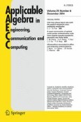 Applicable Algebra in Engineering, Communication and Computing 6/2014