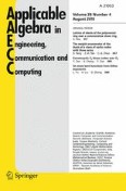 Applicable Algebra in Engineering, Communication and Computing 4/2015